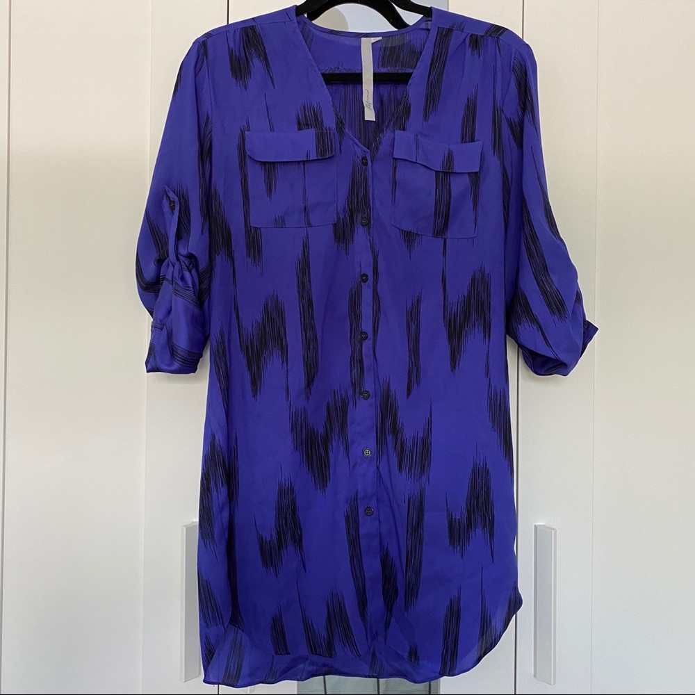 Reformed Blue and Black Shift Dress